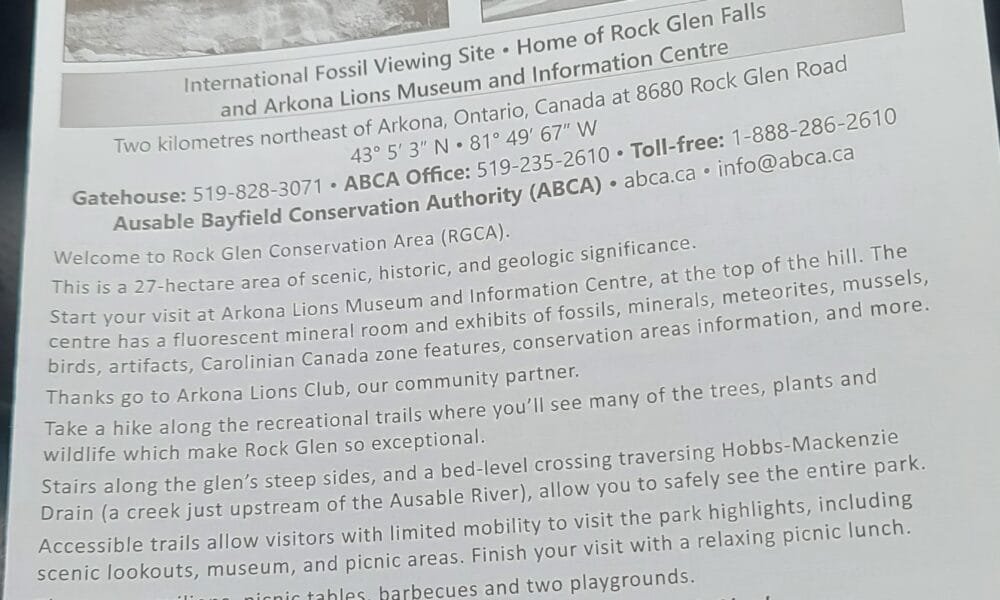 International fossil viewing site, Rock Glen Conservatory